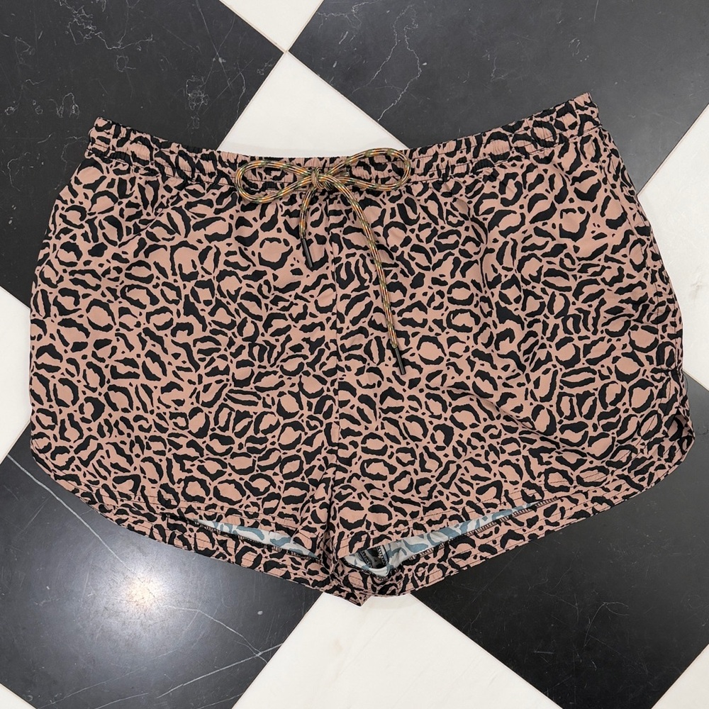 The Upside Brown Leopard Print Athletic Shorts